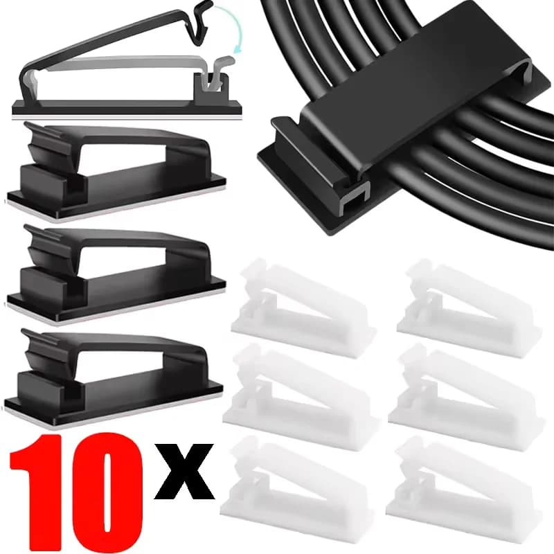 Clip per cavi Gestione cavi autoadesivi Supporto per cavi nero Morsetto per organizer Accessori per clip per cavi per auto autoadesivi