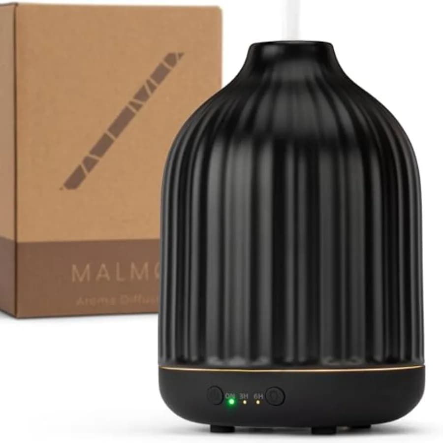 Diffusore in Ceramica 250ml - Diffusore di Oli Essenziali Nero - Diffusore per Aromaterapia - Diffusore di Oli Non Tossici per la Casa