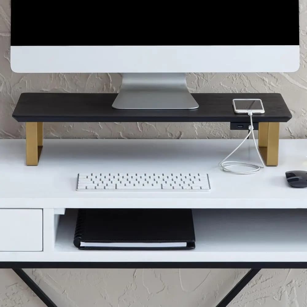 Organizzatore da scrivania ergonomico e supporto per laptop, supporto per monitor salvaspazio, struttura resistente, facile da montare, ideale per casa o ufficio