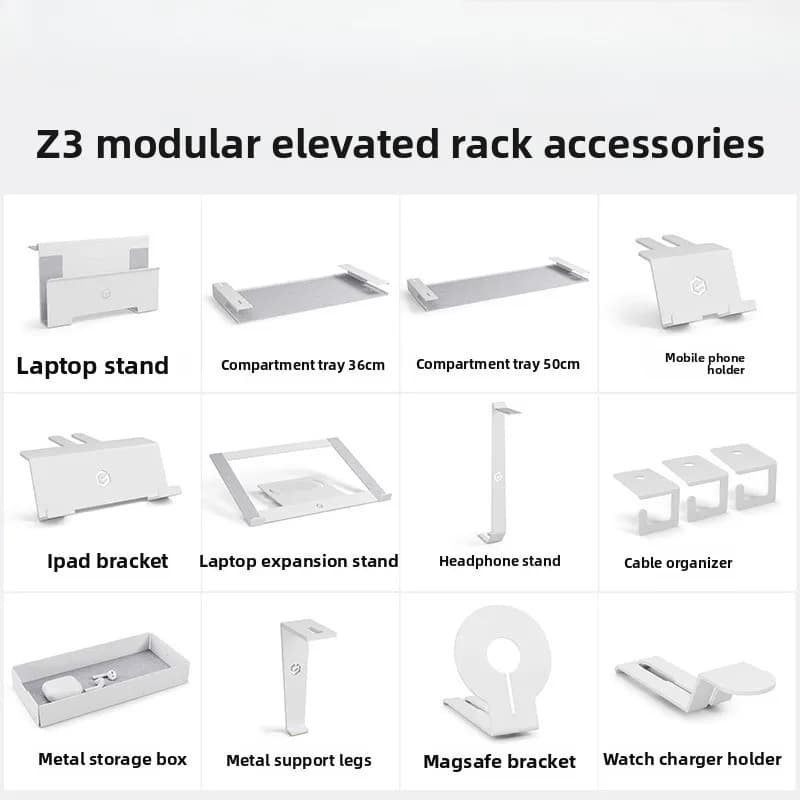 Z3 Modular Monitor Support Phone Holder Multi-functional White Desk Organizer Storage Cabinet for Office Accessories