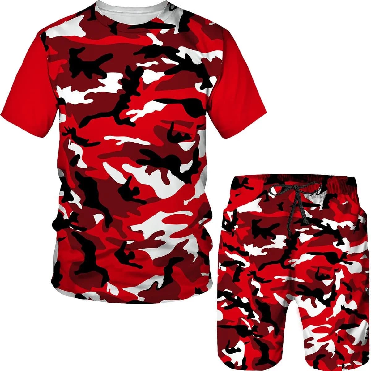 T-shirt mimetiche da uomo Pantaloncini Set da 2 pezzi Tuta con stampa mimetica 3D Abiti Moda Casual Uomo Donna Taglie forti Abiti sportivi