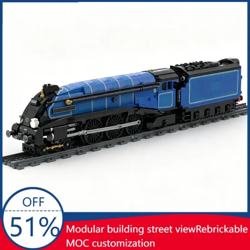 1576 Pcs LNER A4 Sir Nigel Gresley Steam Locomotive BR Blue Livery Custom Building Blocks Train Model Educational Assembly Toy