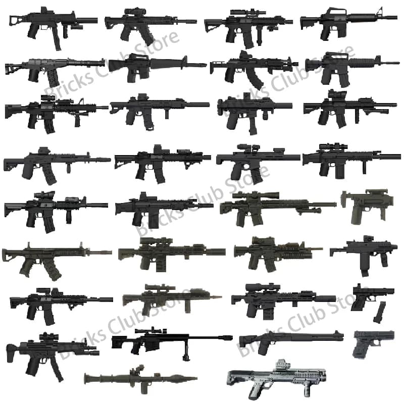 Blocchi da costruzione militari stampati in 3D, attrezzatura per truppe, pistola mitragliatrice HK416, accessori per personaggi, giocattolo regalo per bambini F05