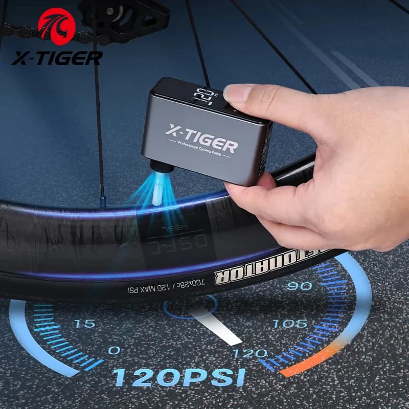 X-TIGER120PSI Pompa d'aria per bicicletta elettrica Mini pompa d'aria portatile ricaricabile per gonfiaggio pneumatici per bicicletta