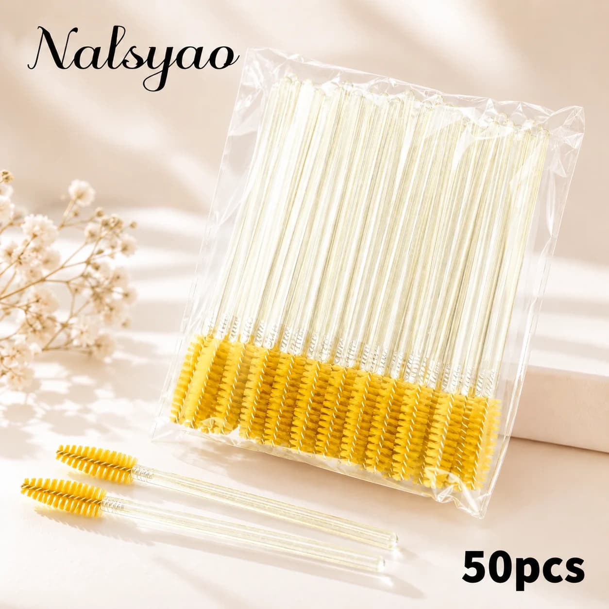 50Pcs Crystal StickEyelash Brushes Eyelashes ExtensionsSupplies Makeup Brush Disposable Mascara Wands Lash Scrub Applicator