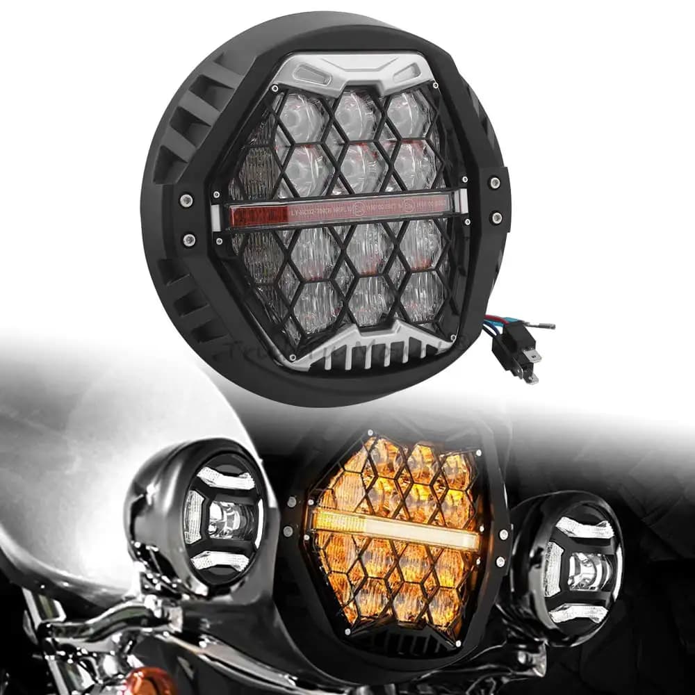 130W 7" Motorcycle LED Headlight Hi/Lo Beam Head Light For Harley Road King Street Electra Glide 94-17 Heritage Softail Fat Boy