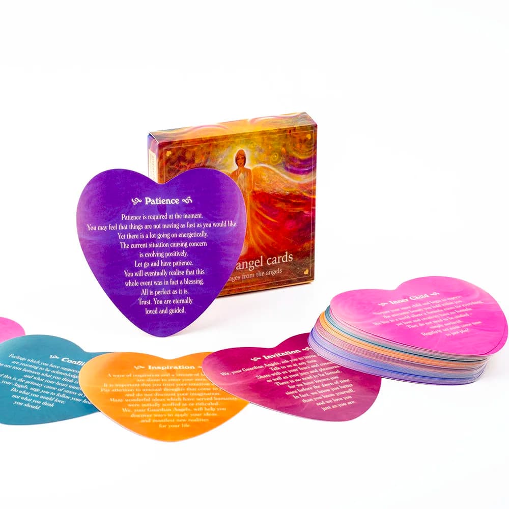 Gudian Angel Cards Carta Oracle inglese a forma di cuore 46 carte Messaggi amorevoli degli angeli