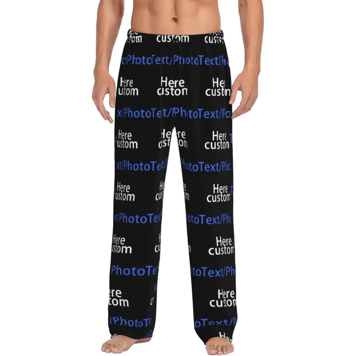 Pantaloni da Pigiama Personalizzati con Stampa del Tuo Viso e Testo per Uomo, Abbigliamento da Notte con Tasche