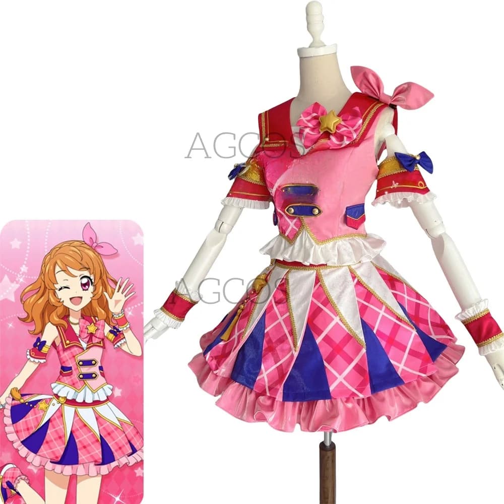 AGCOS Personalizzato Aikatsu! Akari Ozora Costume Cosplay Di Natale Uniformi Gioco di Ruolo Vestito Akari Ozora Costumi Cosplay