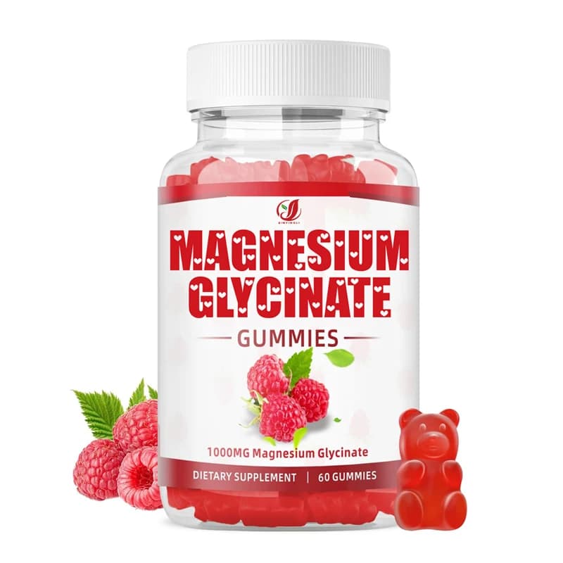Magnesium glycinate gummies 1000mg, chelated magnesium potassium complex supplement containing vitamin B6, CoQ10