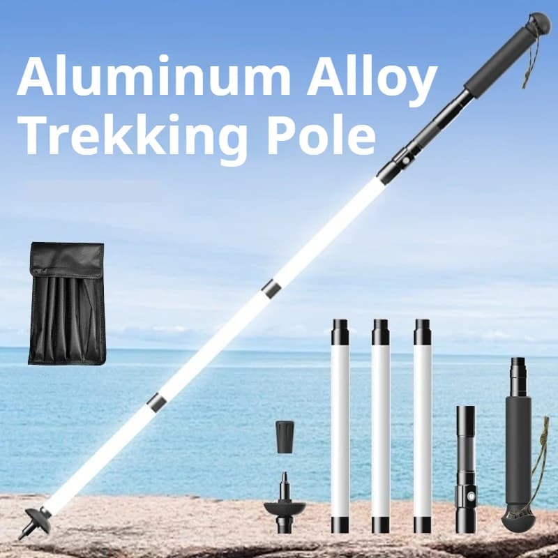 LED Trekking Stick Foldable Aluminum Portable, Multifunctional Lighted Stick for Night Hiking