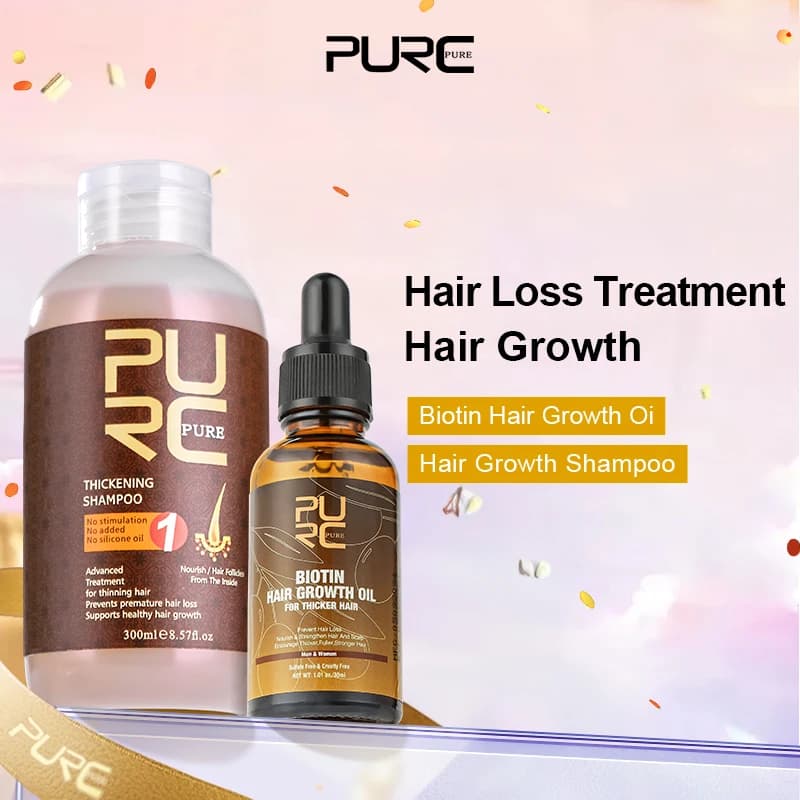 PURC Shampoo per capelli allo zenzero Prevenire la perdita dei capelli Biotina Olio per la crescita dei capelli Ripara i prodotti per la crescita dei capelli secchi crespi danneggiati per uomini e donne