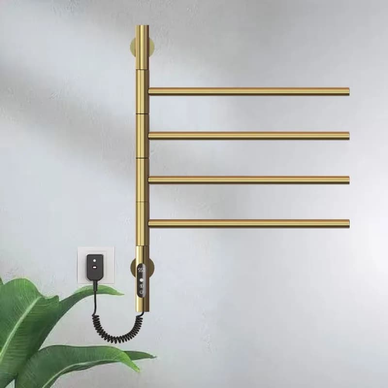 Rotatable Electric Heated Towel Rack Timing Drying Towel Bar Bathroom Gold Gun Gray Household Heating Towel Holder