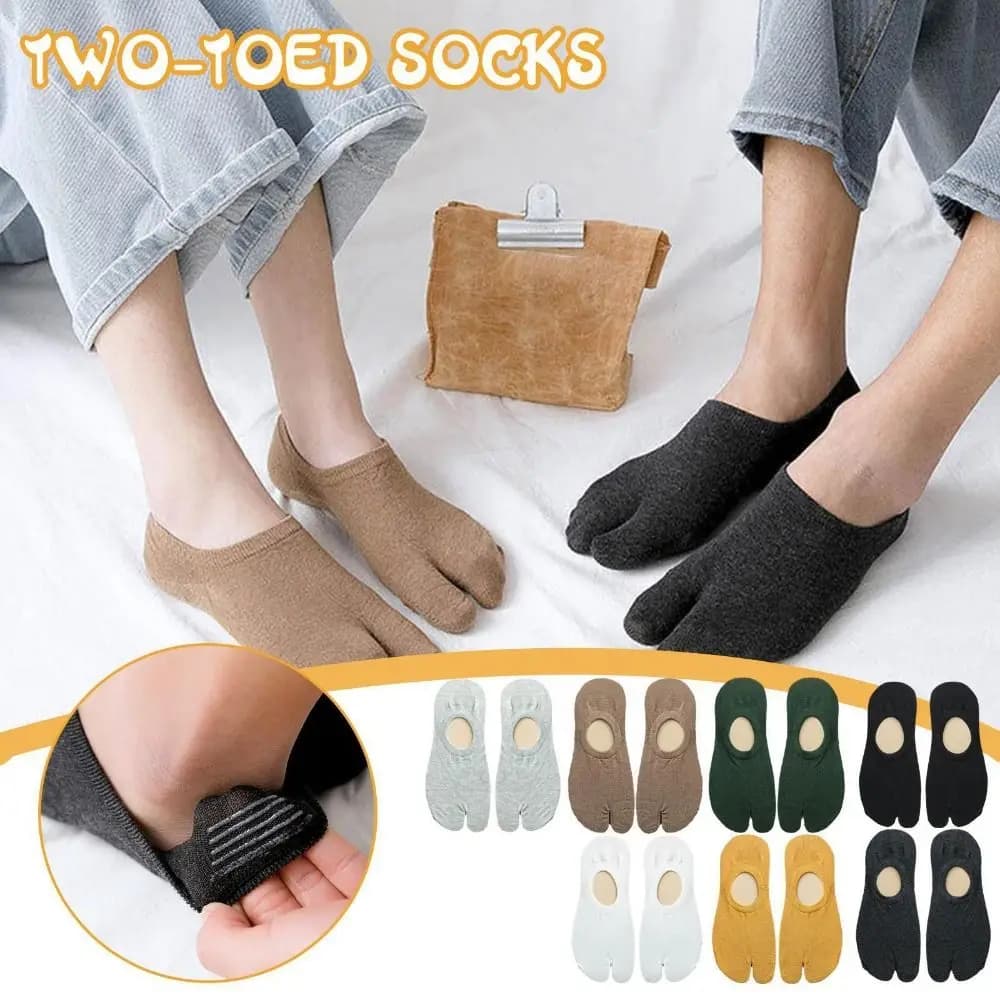 Unisex two-tip socks Low-cut boat socks Socks with pointed divided in pure color Simple and comfortable socks in cotton Socks flip-flops