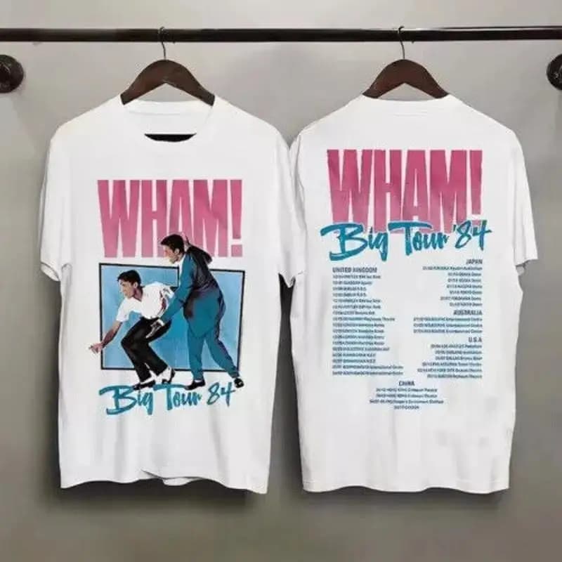 White T-shirt for adults Wham Big Tour, Wham shirt, Wham Big Tour shirt, vintage 90's