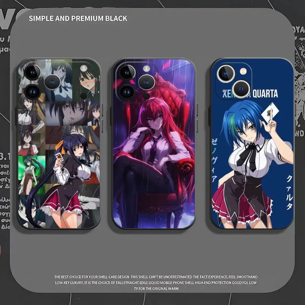 cool High School DxD Phone Case For iPhone 17 air 16e 15 14 13 12 11 XS XR Plus Mini Pro Max Soft black Cover