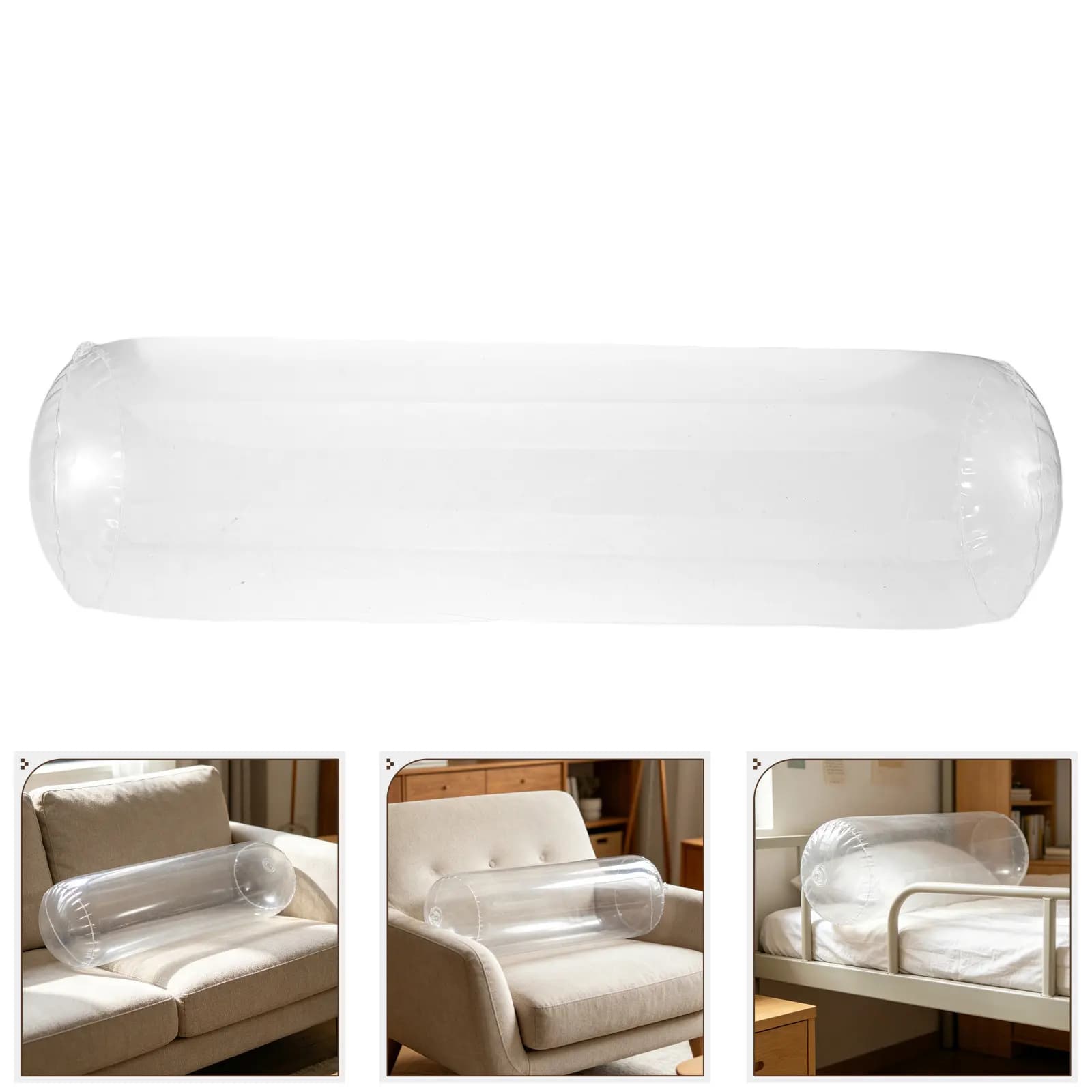 Inflatable Travel Pillow Lightweight Transparent Bolster for Neck Back Support Camping Sleeping Cushion