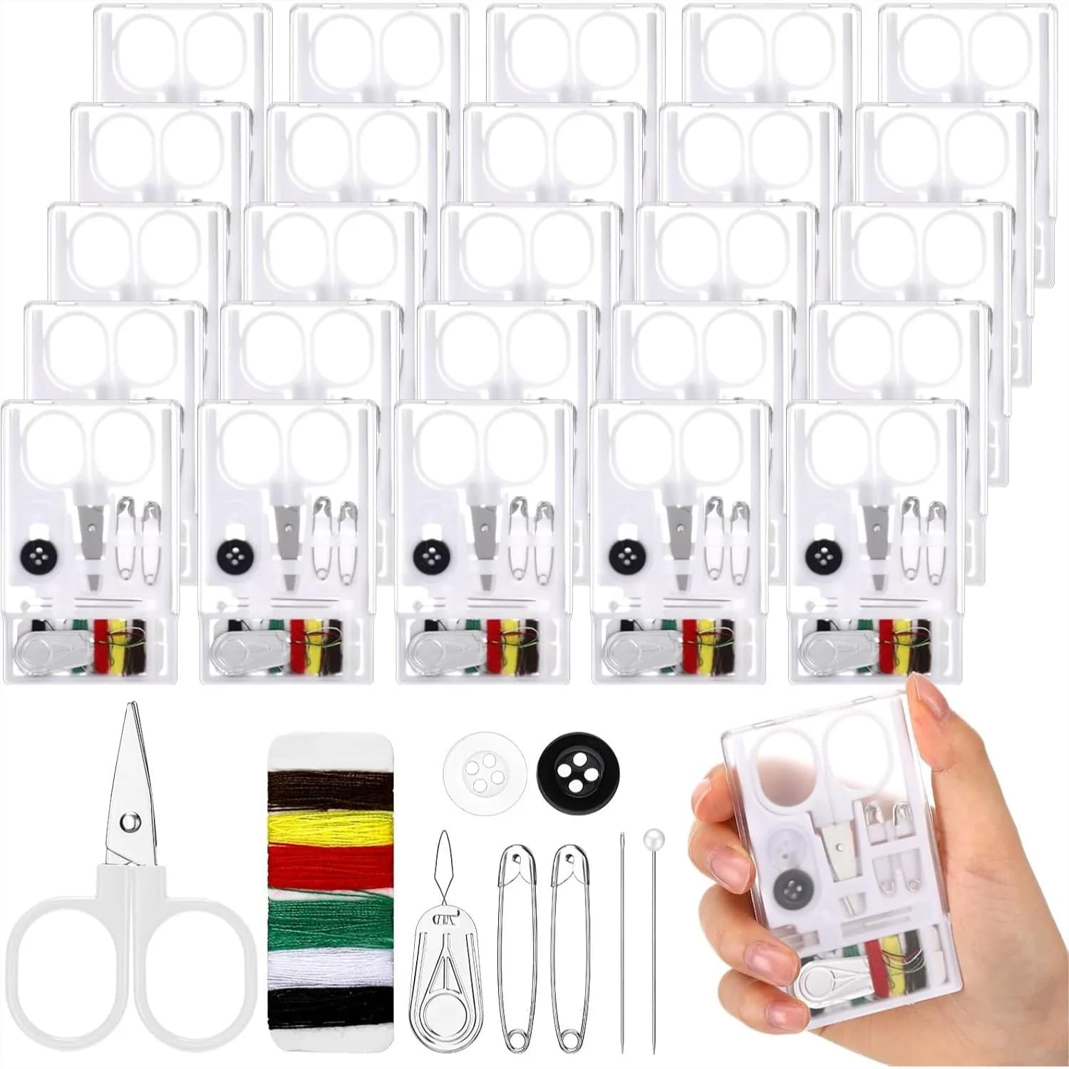 Mini Kit da Cucito da Viaggio, 25 Scatole Portatili con Aghi Pre-Imbottati, Strumento di Riparazione d'Emergenza per Adulti, Fai da Te, Artigianato, Regali di Nozze