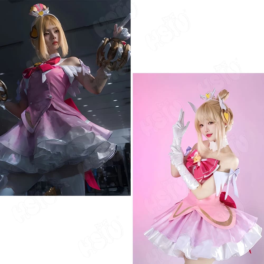 2026 nuovo gioco di ruolo vestito ragazza magica pelle gonna rosa Overwatch Cosplay Juno costume cosplay parrucca vestito di carnevale