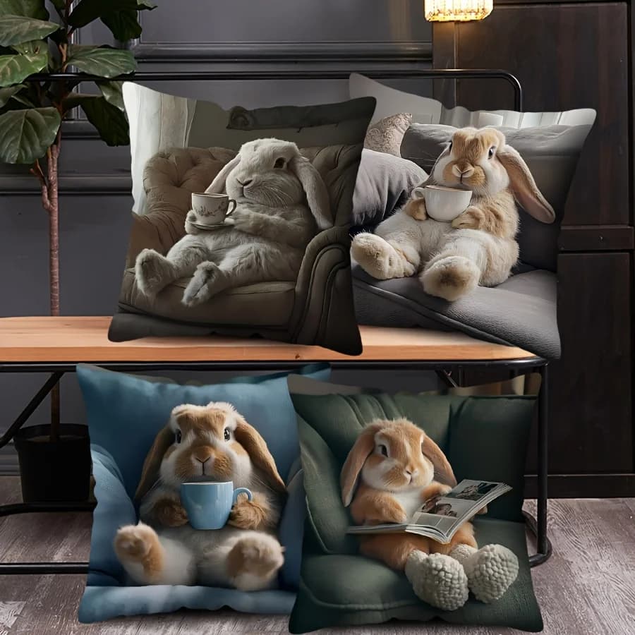 Decorative cushion cover with vibrant flying ears, contemporary style decoration, zipper closure for pillowcase for home sofa