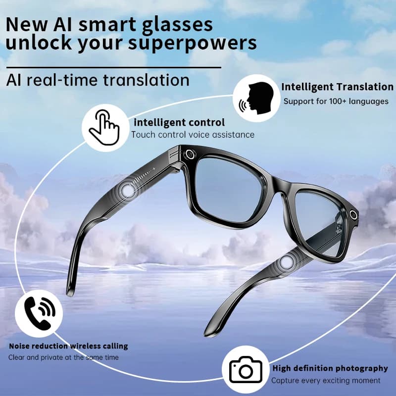 2026 Smart Glasses with Vocal Translation, Video Recording, AI Photo Recognition, Bluetooth Calls, New Update for Man