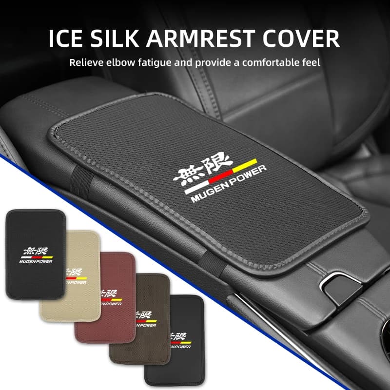 Car Arm Cover Protective Armrest Central Arm Protective Bearing in Breathable Ice Silk for Honda Mugen Power Civic Accord Fit Jazz CRV BRV HRV ZRV