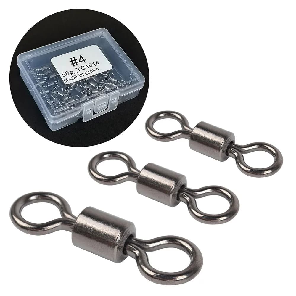50 or 100 pieces fishing rod swivel bearing with solid ring box bait connector accessories for fishing gear to the carp tool for fish