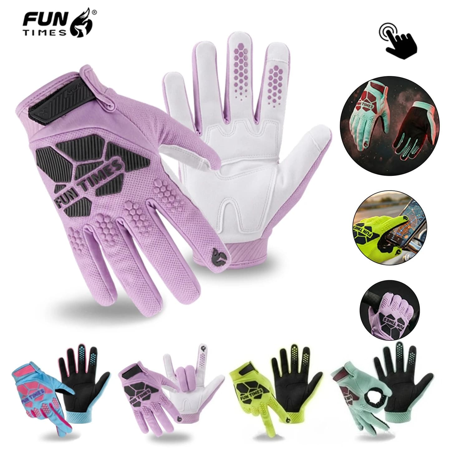 Men Motorcycle Gloves Touch Screen Mountain Bike Mtb Gloves Full Finger Motocross Racing Protective Men's Cycling Gloves