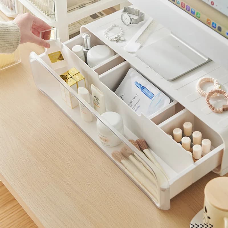 Support for Monitor with shelf, Desk Organizer with Figure Showcase, Blind Box Pop Mart Display for Office