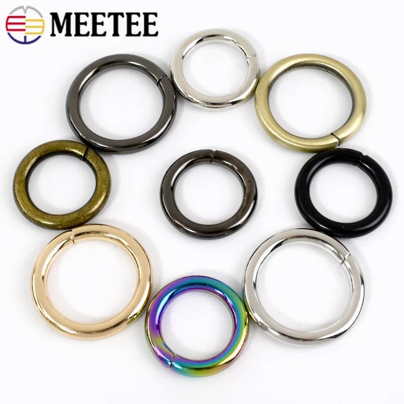10 Pezzi Meetee 20-50mm Anelli a O in Metallo per Cinghie Borsa, Ganci Portachiavi, Collari per Animali Domestici, Chiusure per Fettucce, Accessori Fai da Te