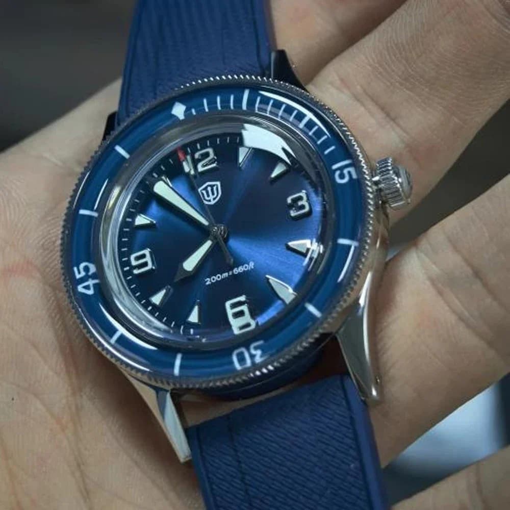 Watchdives WD50Q New Stainless Steel Watch VH31 Sweep Seconds Quartz Movement Men's Watches Bubble Sapphire Luminous Waterproof