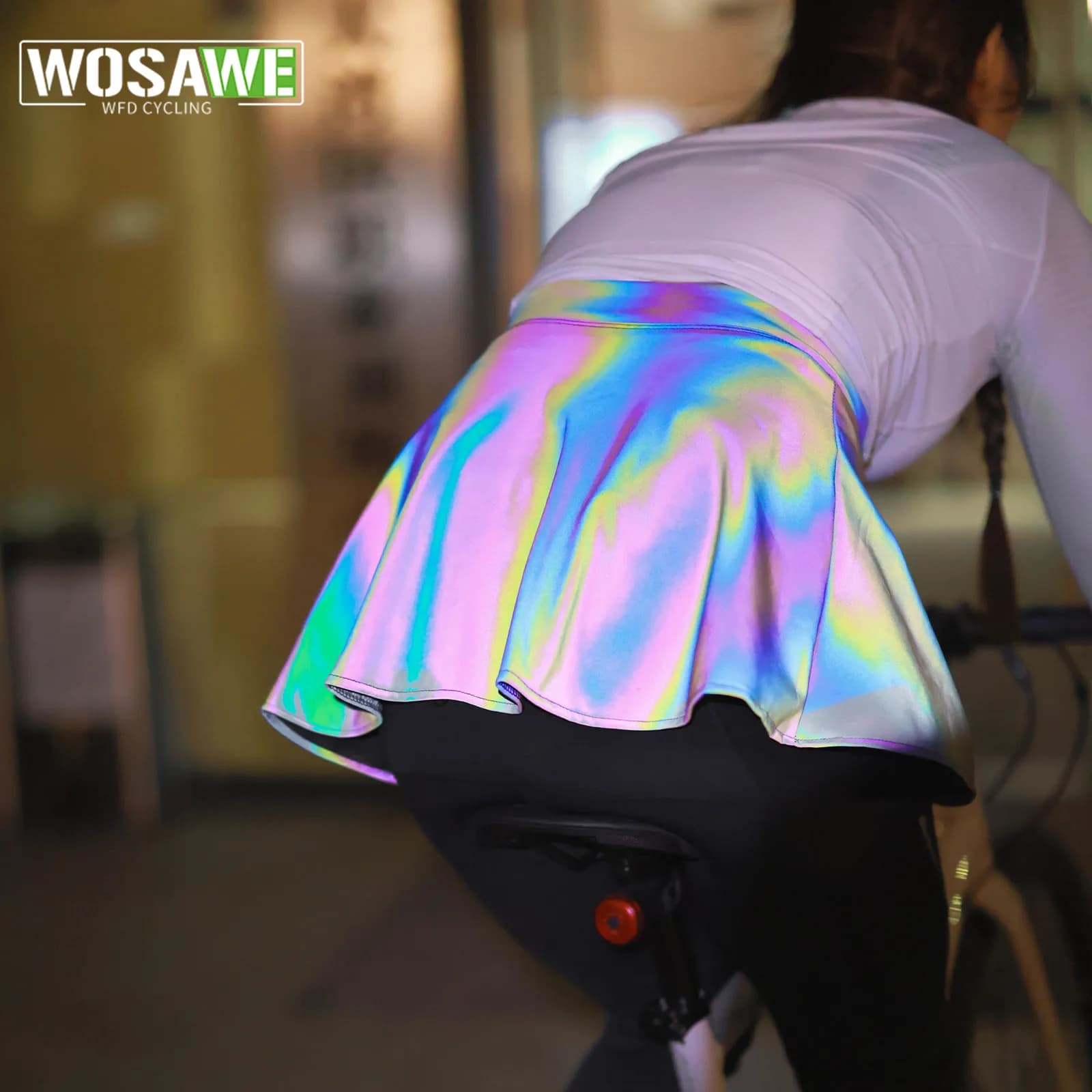 WOSAWE Women's Short Cycling Gonna Rainbow Reflective Gonna Short Women's Fashion Sporty Night Race Gonna