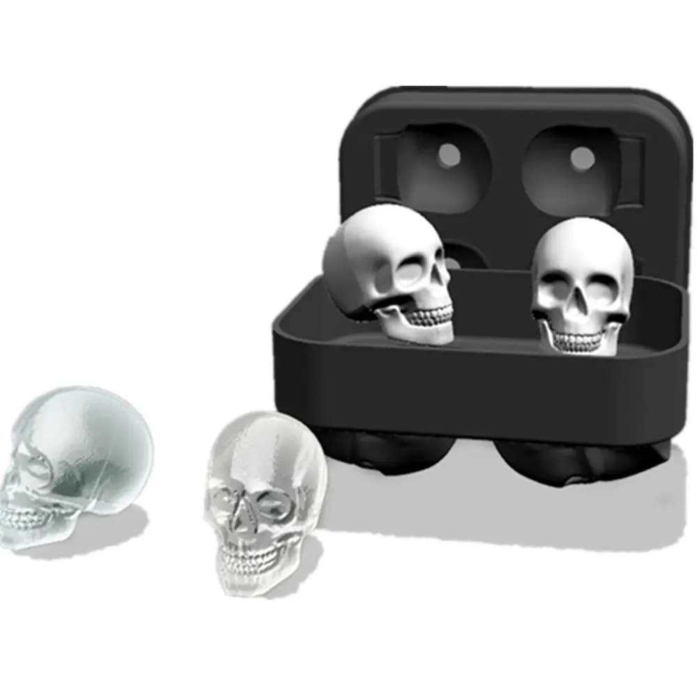 Stampo in Silicone 3D a Forma di Teschio per Cubetti di Ghiaccio e Sfere di Ghiaccio per Whisky, Cocktail e Vino