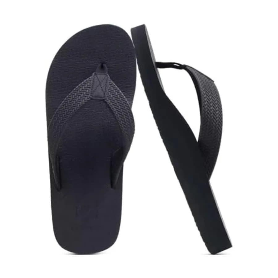 KuaiLu Men's Flip Flops Arch Support Summer Beach Pool Water Thong Sandals Waterproof Rubber Walking Shoes