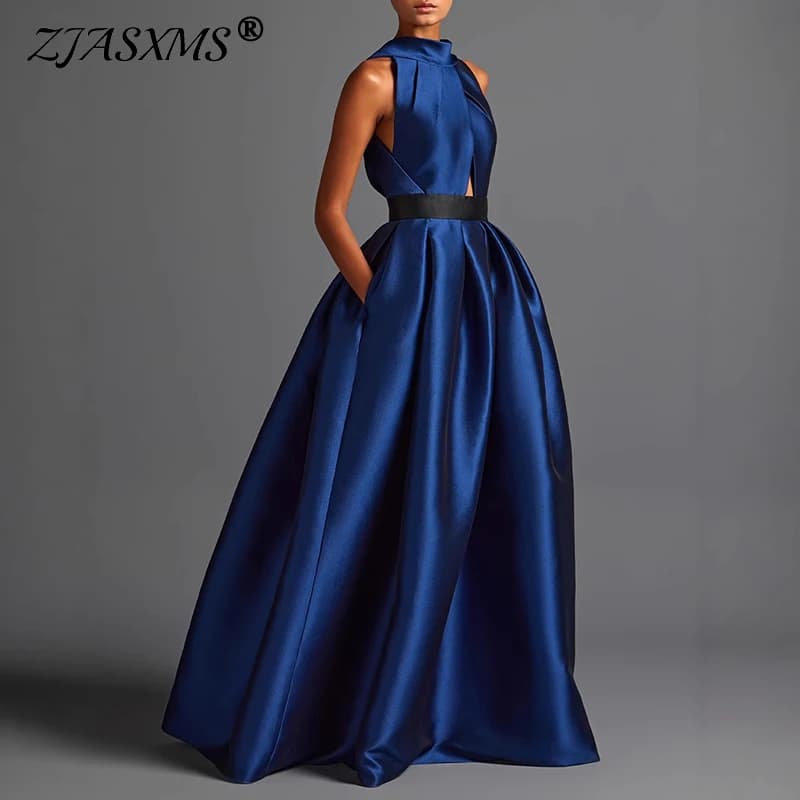 Robes for Woman Elegant Halter Satin Party Dresses Spring Sexy Draped Solid Lace-up Long Dress Summer Hollow Bohemian Maxi Dress