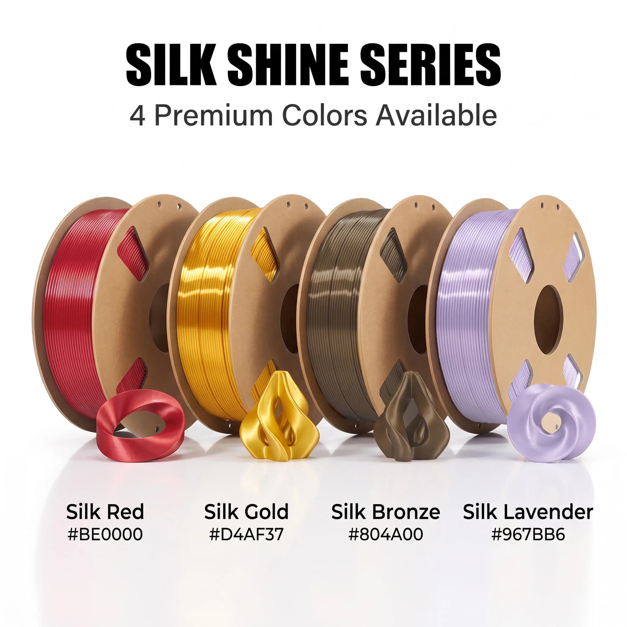 Silk PLA 3D Printer Filament Single Color Red Bright Gold Bronze Lavender 1.75mm Glossy 3D Printing Material For FDM Printer