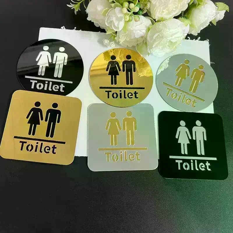 1 pz 3.94 pollici acrilico cartello per WC identificazione del bagno rotondo e quadrato specchio per WC decalcomanie per uomini e donne decorazioni per la casa