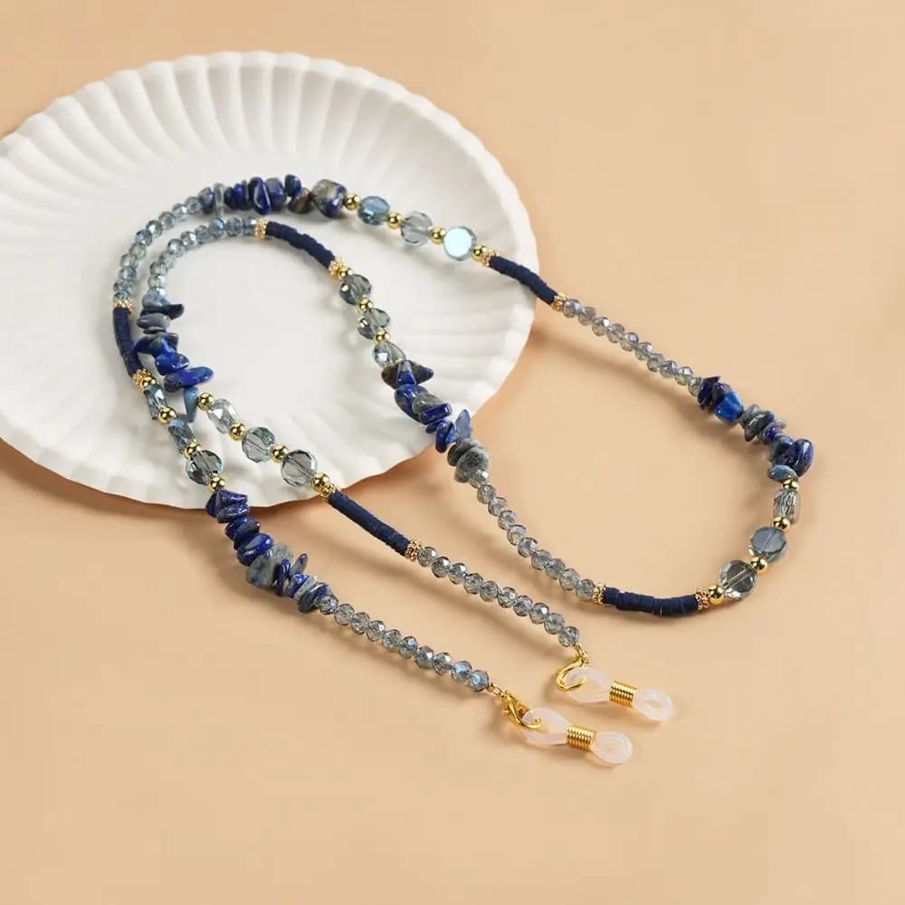 Colorful Beads Glasses Chain Crystal Stone Sunglasses Chains Hanging Neck Neck Strap Eyeglass Holder Necklace Outdoor Use