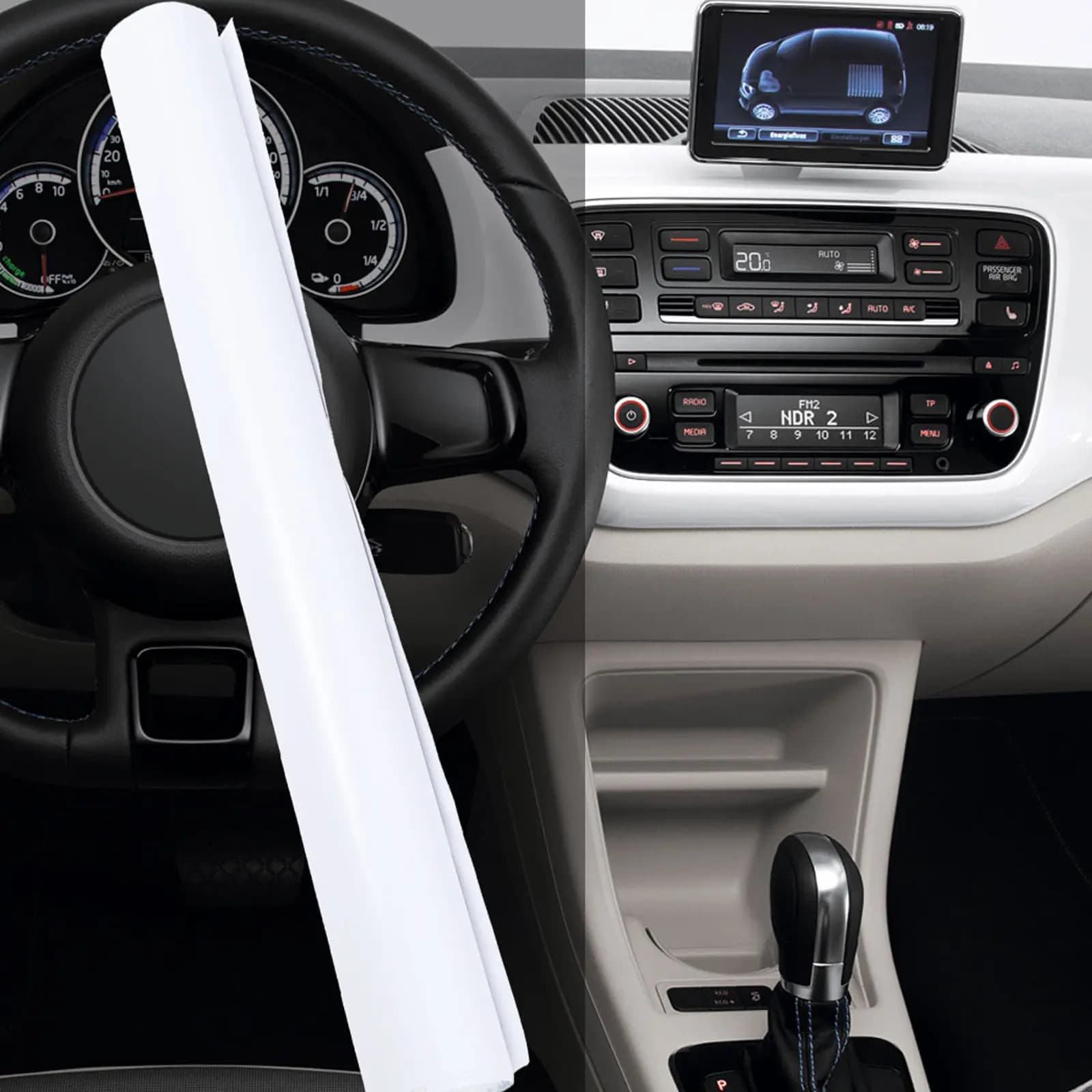 Pellicola Adesiva in PVC Bianco Lucido per Auto, Impermeabile, Facile da Applicare, Tagliabile, Senza Bolle, per Auto, Moto, Laptop