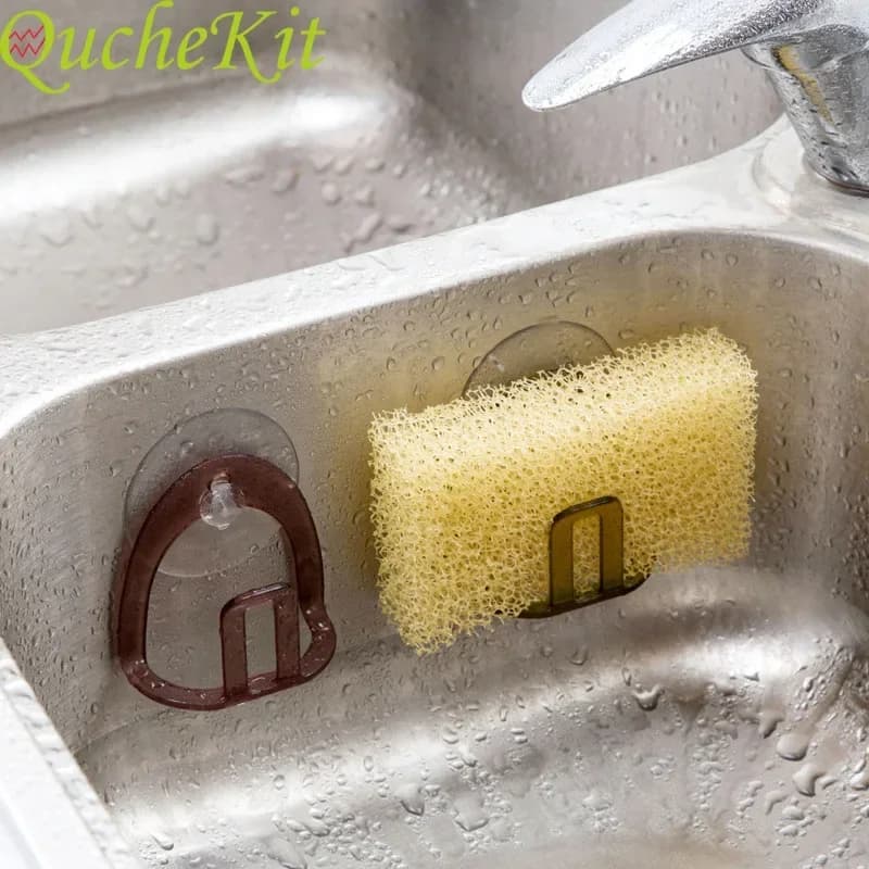 Scaffale portaoggetti da cucina con ventosa, portaoggetti per lavello, porta salviette e sapone da bagno, porta spugne, ganci appendiabiti
