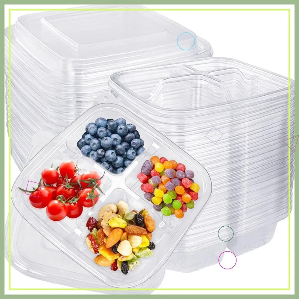30 contenitori per il pranzo Bento a 4 scomparti con coperchi, contenitori per la conservazione degli alimenti per lavoro, scuola, viaggi
