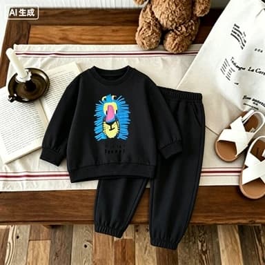 Abbigliamento per bambini Giacca con cappuccio stampata per ragazzi e ragazze Top+pantaloni per bambini Abbigliamento sportivo alla moda Abbigliamento sportivo casual
