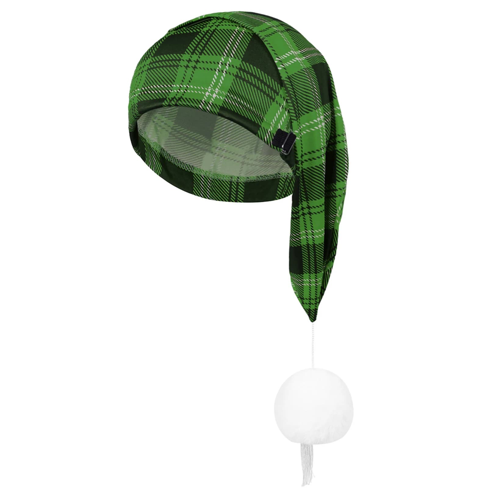 Adjustable Elf Dwarf Hat Plaid Pajama Night Cap Christmas Sleeping Cap with Bal Bonnet Decor Adult Christmas Night Stocking Hat