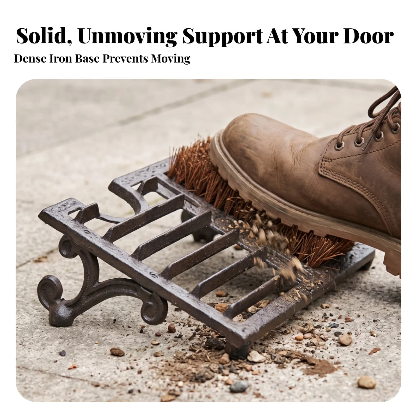 Shoe Scraper and Boot Brush Slim Cast Iron Boot Scraper Hardware Densely Packed for Homeowners, Entryway, Patio
