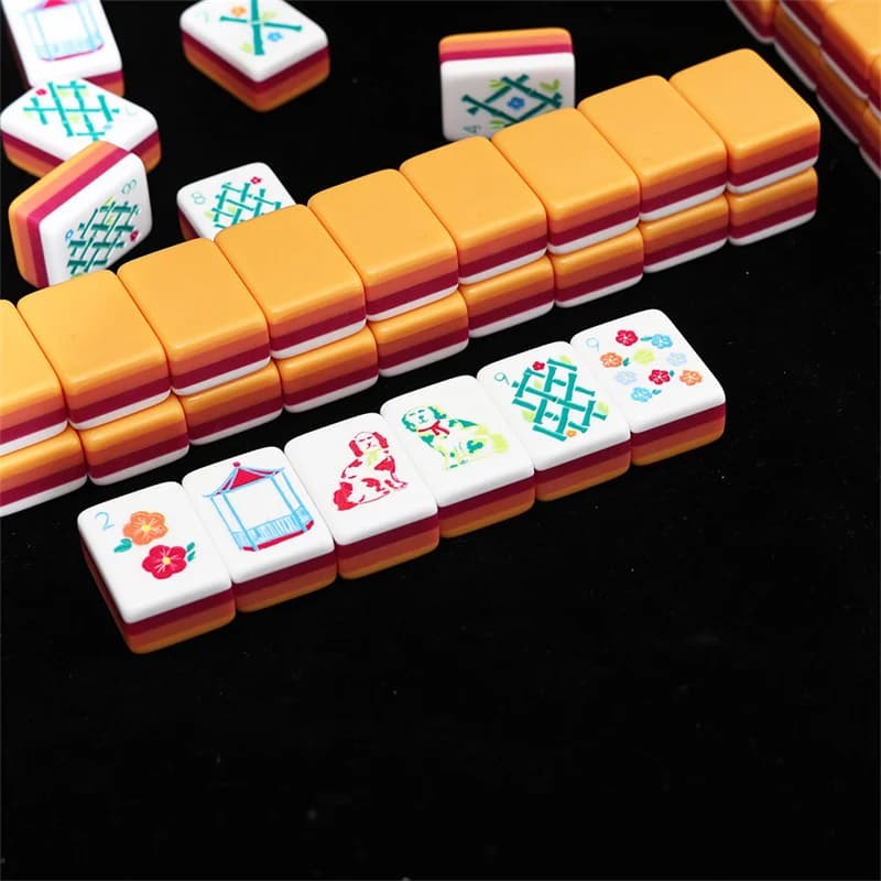America 160PCS Mahjong Set, Family Table Game, High Quality Acrylic Mahjong, Size 32 Four Layer Color Hand Rubbing Mahjong Tiles
