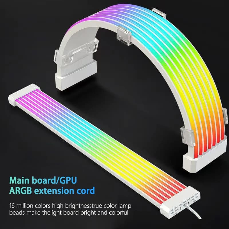 Scheda luminosa ARGB pieghevole per case del computer, adatta per scheda grafica 24pin/8pin/2x8pin/12VHPWR/striscia luminosa decorativa della scheda madre