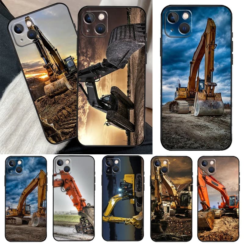Custodia per escavatore per iPhone 16 15 14 Pro Max Plus 13 12 Mini 11 Pro Max Cover posteriore
