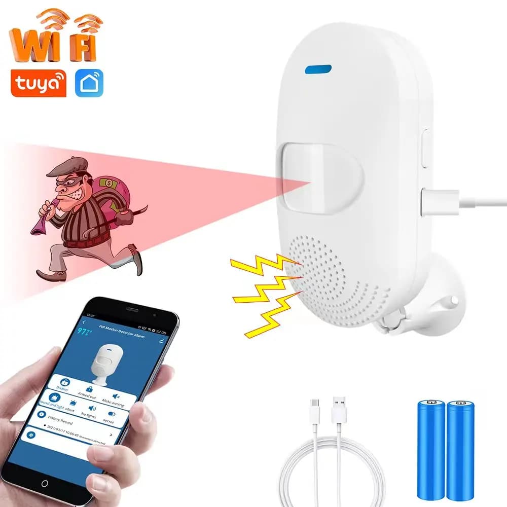 TAIBOAN WiFi allarme sonoro e luminoso rilevatore a infrarossi sensore di allarme di movimento PIR Smart TUYA APP sistema di sicurezza di notifica remota