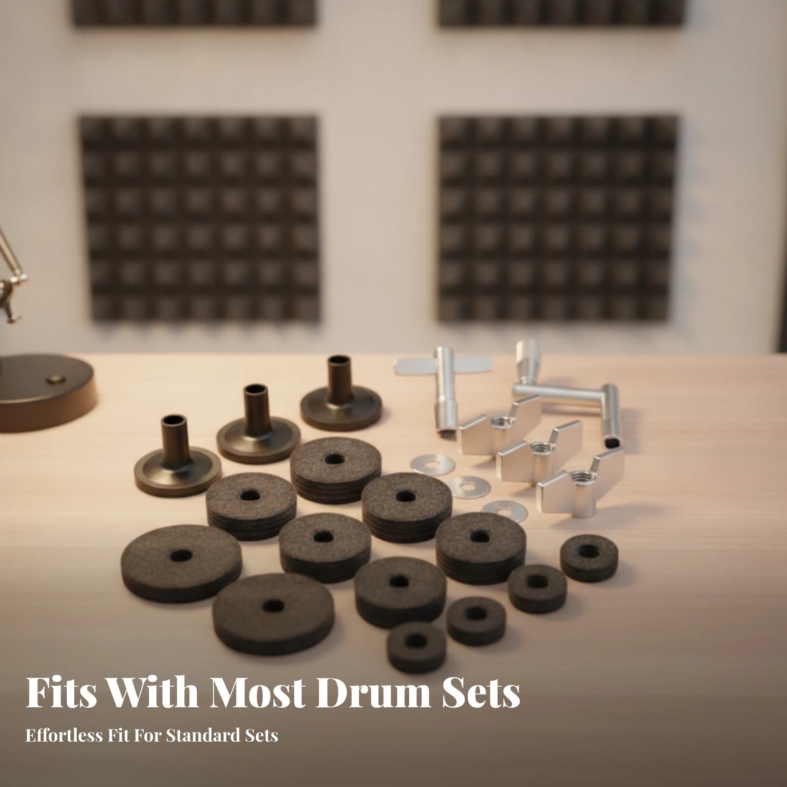 18 Pieces Drum Accessory Kit Wing Nuts Drum Felt Pads Cymbal Felt Pad Stacked Discs Music Gear Long-Lasting