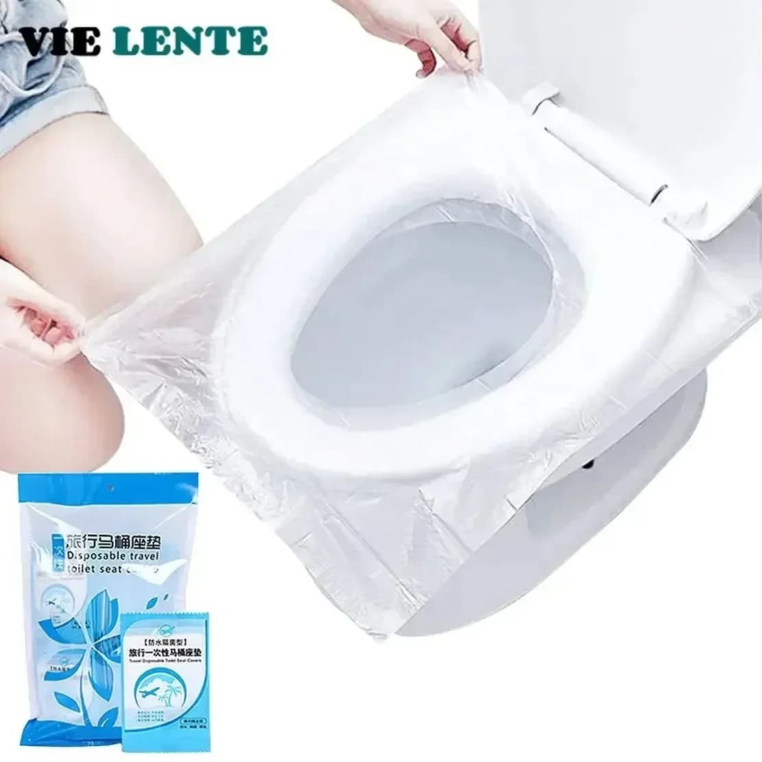 10/50PCS Biodegradable Disposable Plastic Toilet Seat Cover Portable Travel Safety Bathroom Toilet Paper Mat Bathroom Accessories